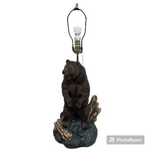 Vintage 1997 Dan Hughes Grizzly Brown Bear Table Lamp 32" Ann's Originals 42775